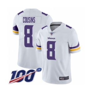 Youth Minnesota Vikings #8 Kirk Cousins White Vapor Untouchable Limited Player 100th Season Football Jersey