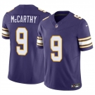 Youth Minnesota Vikings #9 J.J. McCarthy Purple 2024 Draft F.U.S.E. Throwback Vapor Untouchable Limited Football Stitched Jersey