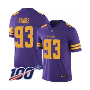 Youth Minnesota Vikings #93 John Randle Limited Purple Rush Vapor Untouchable 100th Season Football Jersey