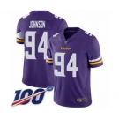 Youth Minnesota Vikings #94 Jaleel Johnson Purple Team Color Vapor Untouchable Limited Player 100th Season Football Jersey
