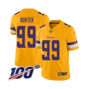 Youth Minnesota Vikings #99 Danielle Hunter Limited Gold Inverted Legend 100th Season Football Jersey