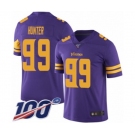 Youth Minnesota Vikings #99 Danielle Hunter Limited Purple Rush Vapor Untouchable 100th Season Football Jersey