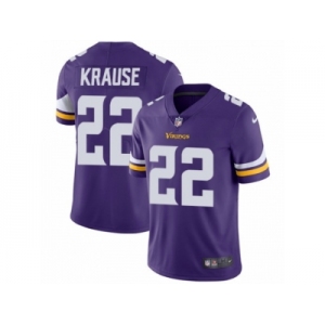 Youth Nike Minnesota Vikings #22 Paul Krause Vapor Untouchable Limited Purple Team Color NFL Jersey