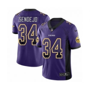 Youth Nike Minnesota Vikings #34 Andrew Sendejo Limited Purple Rush Drift Fashion NFL Jersey