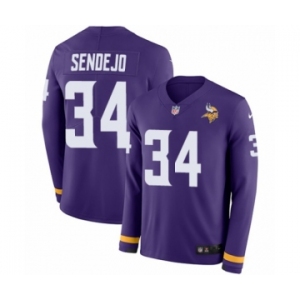 Youth Nike Minnesota Vikings #34 Andrew Sendejo Limited Purple Therma Long Sleeve NFL Jersey