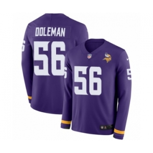 Youth Nike Minnesota Vikings #56 Chris Doleman Limited Purple Therma Long Sleeve NFL Jersey