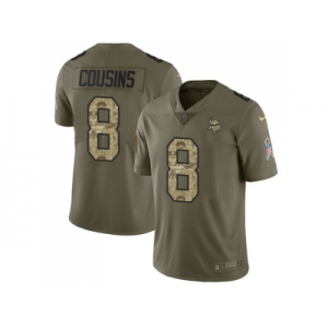 Youth Nike Minnesota Vikings #8 Kirk Cousins Olive Camo Stitched NFL Limited 2017 Salute to Service Jersey