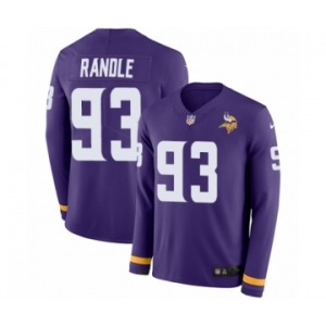 Youth Nike Minnesota Vikings #93 John Randle Limited Purple Therma Long Sleeve NFL Jersey