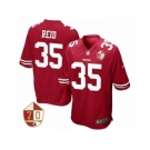 Men San Francisco 49ers #35 Eric Reid Scarlet 70th Anniversary Patch Game Jersey