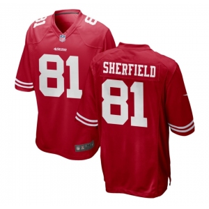 Men's San Francisco 49ers #81 Sherfield Game Red Team Color Football Jersey