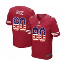 Men's San Francisco 49ers #80 Jerry Rice Elite Red Home USA Flag Fashion Football Jersey