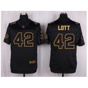 Nike San Francisco 49ers #42 Ronnie Lott Black Pro Line Gold Collection Jersey(Elite)