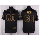 Nike San Francisco 49ers #80 Jerry Rice Black Pro Line Gold Collection Jersey(Elite)