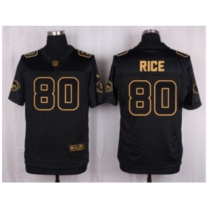 Nike San Francisco 49ers #80 Jerry Rice Black Pro Line Gold Collection Jersey(Elite)
