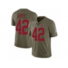 Men Nike San Francisco 49ers #42 Ronnie Lott Limited Olive 2017 Salute to Service NFL Jersey