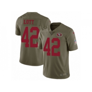 Men Nike San Francisco 49ers #42 Ronnie Lott Limited Olive 2017 Salute to Service NFL Jersey