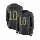 Men's Nike San Francisco 49ers #10 Jimmy Garoppolo Limited Black Salute to Service Therma Long Sleeve NFL Jersey