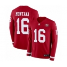 Men's Nike San Francisco 49ers #16 Joe Montana Limited Red Therma Long Sleeve NFL Jersey