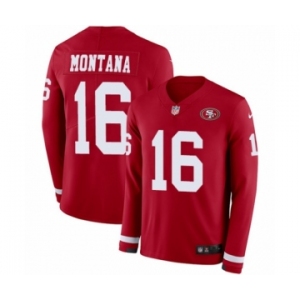 Men's Nike San Francisco 49ers #16 Joe Montana Limited Red Therma Long Sleeve NFL Jersey