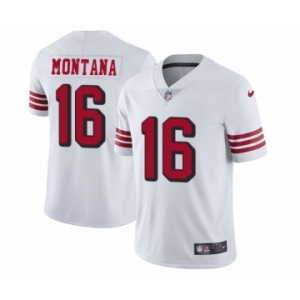 Men's Nike San Francisco 49ers #16 Joe Montana Limited White Rush Vapor Untouchable NFL Jersey