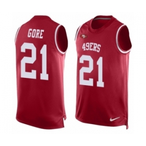 Men's Nike San Francisco 49ers #21 Frank Gore Limited Red Player Name & Number Tank Top NFL Jersey