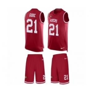 Men's Nike San Francisco 49ers #21 Frank Gore Limited Red Tank Top Suit NFL Jersey