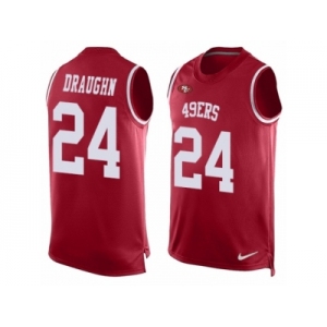 Men's Nike San Francisco 49ers #24 Shaun Draughn Limited Red Player Name & Number Tank Top NFL Jersey