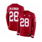 Men's Nike San Francisco 49ers #28 Jerick McKinnon Limited Red Therma Long Sleeve NFL Jersey