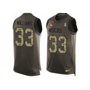 Men's Nike San Francisco 49ers #33 Joe Williams Limited Green Salute to Service Tank Top NFL Jersey