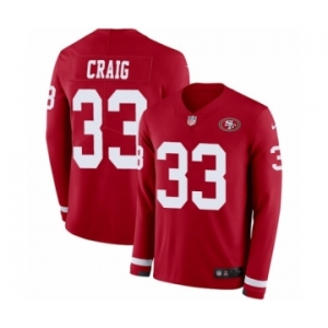 Men's Nike San Francisco 49ers #33 Roger Craig Limited Red Therma Long Sleeve NFL Jersey