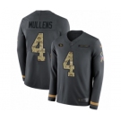 Men's Nike San Francisco 49ers #4 Nick Mullens Limited Black Salute to Service Therma Long Sleeve NFL Jerse