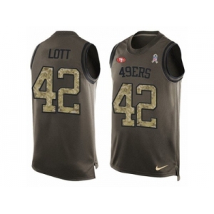 Men's Nike San Francisco 49ers #42 Ronnie Lott Limited Green Salute to Service Tank Top NFL Jersey