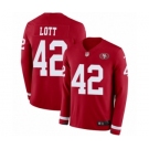 Men's Nike San Francisco 49ers #42 Ronnie Lott Limited Red Therma Long Sleeve NFL Jersey