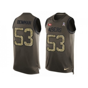Men's Nike San Francisco 49ers #53 NaVorro Bowman Limited Green Salute to Service Tank Top NFL Jersey