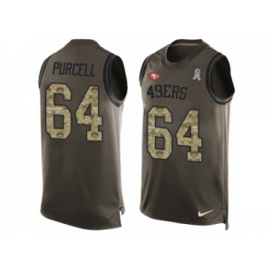 Men's Nike San Francisco 49ers #64 Mike Purcell Limited Green Salute to Service Tank Top NFL Jersey