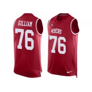 Men's Nike San Francisco 49ers #76 Garry Gilliam Limited Red Player Name & Number Tank Top NFL Jersey