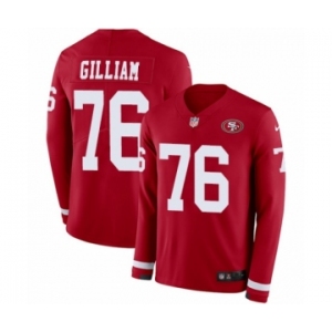 Men's Nike San Francisco 49ers #76 Garry Gilliam Limited Red Therma Long Sleeve NFL Jersey