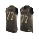 Men's Nike San Francisco 49ers #77 Trent Brown Limited Green Salute to Service Tank Top NFL Jersey