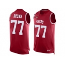 Men's Nike San Francisco 49ers #77 Trent Brown Limited Red Player Name & Number Tank Top NFL Jersey