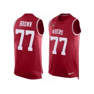 Men's Nike San Francisco 49ers #77 Trent Brown Limited Red Player Name & Number Tank Top NFL Jersey