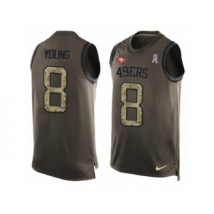 Men's Nike San Francisco 49ers #8 Steve Young Limited Green Salute to Service Tank Top NFL Jersey