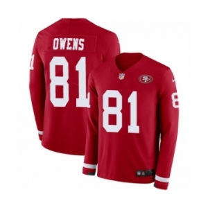 Men's Nike San Francisco 49ers #81 Terrell Owens Limited Red Therma Long Sleeve NFL Jersey