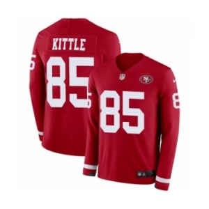 Men's Nike San Francisco 49ers #85 George Kittle Limited Red Therma Long Sleeve NFL Jersey