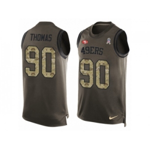 Men's Nike San Francisco 49ers #90 Solomon Thomas Limited Green Salute to Service Tank Top NFL Jersey