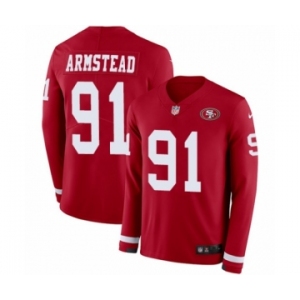Men's Nike San Francisco 49ers #91 Arik Armstead Limited Red Therma Long Sleeve NFL Jersey