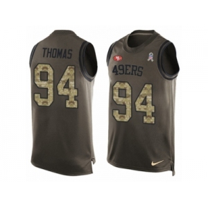 Men's Nike San Francisco 49ers #94 Solomon Thomas Limited Green Salute to Service Tank Top NFL Jersey