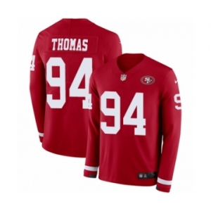 Men's Nike San Francisco 49ers #94 Solomon Thomas Limited Red Therma Long Sleeve NFL Jersey