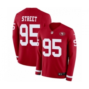 Men's Nike San Francisco 49ers #95 Kentavius Street Limited Red Therma Long Sleeve NFL Jersey