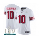 Men's San Francisco 49ers #10 Jimmy Garoppolo Limited White Rush Vapor Untouchable Super Bowl LIV Bound Football Jersey