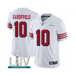 Men's San Francisco 49ers #10 Jimmy Garoppolo Limited White Rush Vapor Untouchable Super Bowl LIV Bound Football Jersey